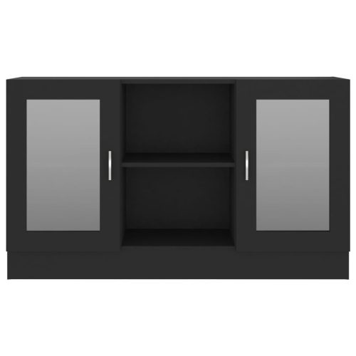  fekete szerelt fa vitrinszekrény 120 x 30,5 x 70 cm