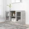  betonszürke szerelt fa vitrinszekrény 120 x 30,5 x 70 cm