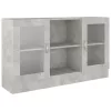  betonszürke szerelt fa vitrinszekrény 120 x 30,5 x 70 cm