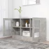  betonszürke szerelt fa vitrinszekrény 120 x 30,5 x 70 cm