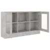  betonszürke szerelt fa vitrinszekrény 120 x 30,5 x 70 cm