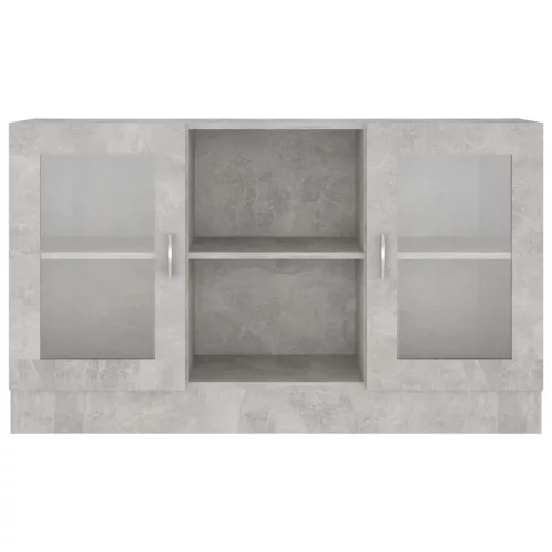  betonszürke szerelt fa vitrinszekrény 120 x 30,5 x 70 cm