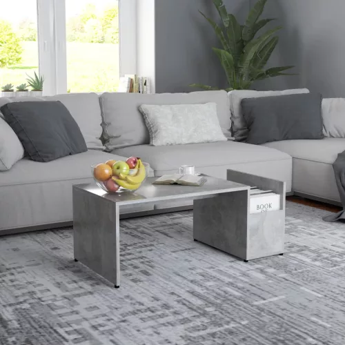  betonszürke szerelt fa dohányzóasztal 90 x 45 x 35 cm