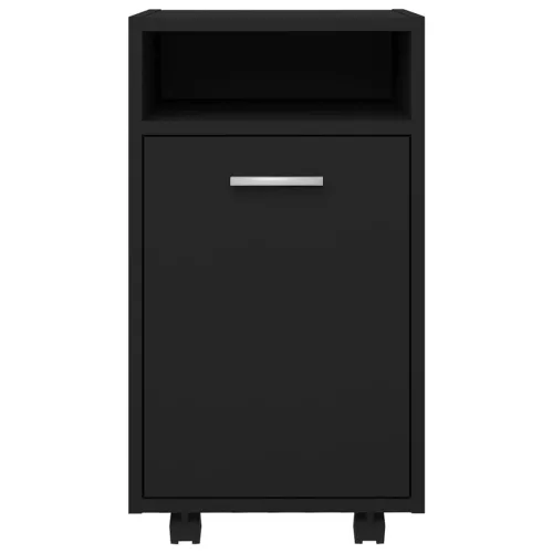  fekete szerelt fa kerekes kisszekrény 33 x 38 x 60 cm