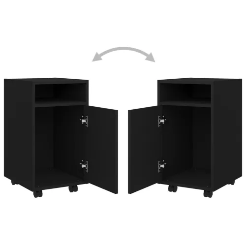  fekete szerelt fa kerekes kisszekrény 33 x 38 x 60 cm