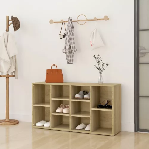  sonoma tölgy színű szerelt fa cipőtároló pad 103 x 30 x 54,5 cm