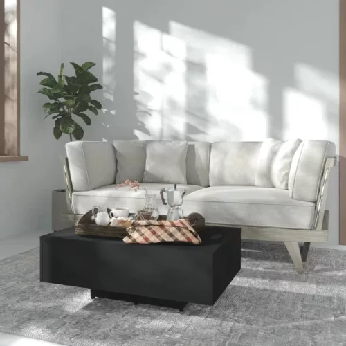  fekete szerelt fa dohányzóasztal 85 x 55 x 31 cm