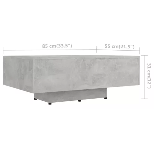  betonszürke szerelt fa dohányzóasztal 85 x 55 x 31 cm