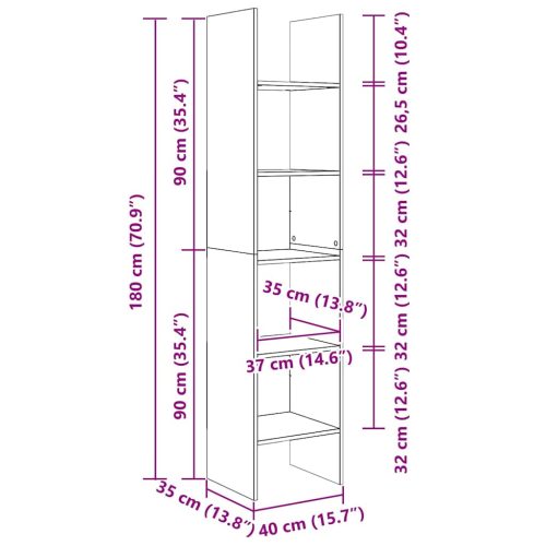  sonoma tölgy színű szerelt fa könyvszekrény 40 x 35 x 180 cm