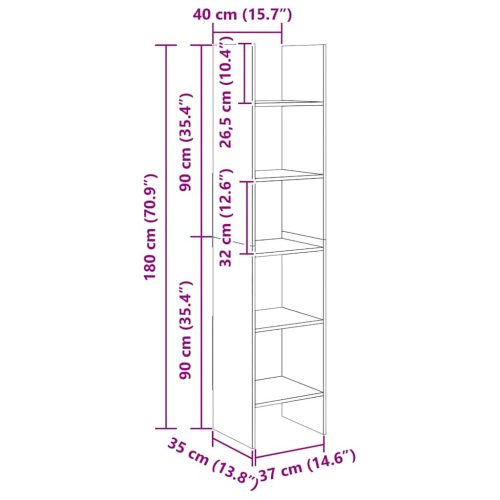  betonszürke szerelt fa könyvszekrény 40 x 35 x 180 cm