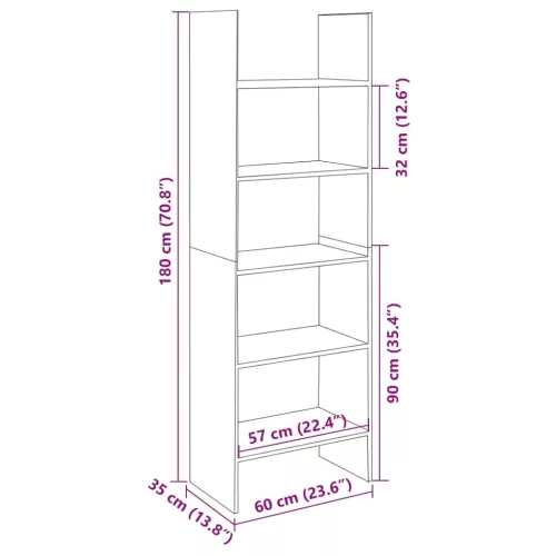  fekete szerelt fa könyvszekrény 60 x 35 x 180 cm
