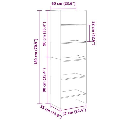  sonoma tölgy színű szerelt fa könyvszekrény 60 x 35 x 180 cm