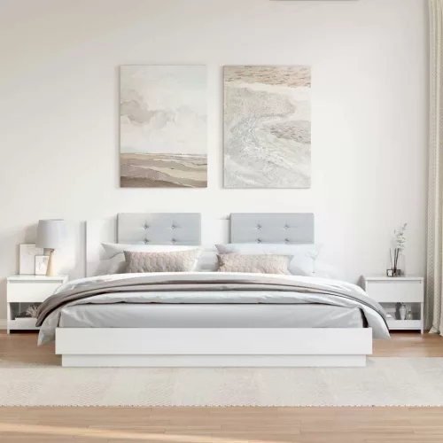  2 db magasfényű fehér szerelt fa éjjeliszekrény 40 x 30 x 39 cm