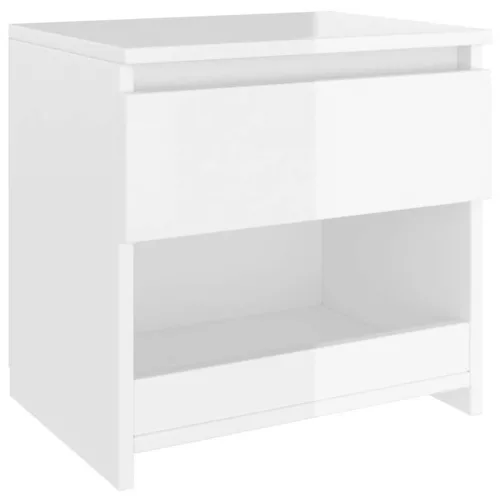  2 db magasfényű fehér szerelt fa éjjeliszekrény 40 x 30 x 39 cm