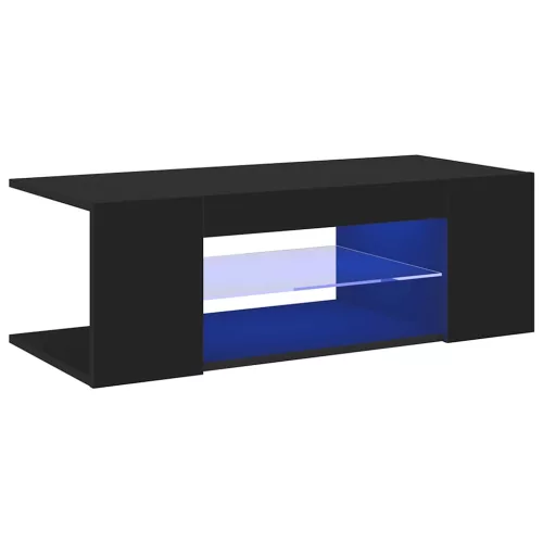  fekete TV-szekrény LED lámpákkal 90 x 39 x 30 cm
