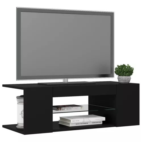  fekete TV-szekrény LED lámpákkal 90 x 39 x 30 cm