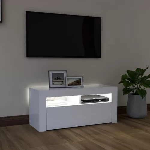  fehér TV-szekrény LED-lámpákkal 90 x 35 x 40 cm