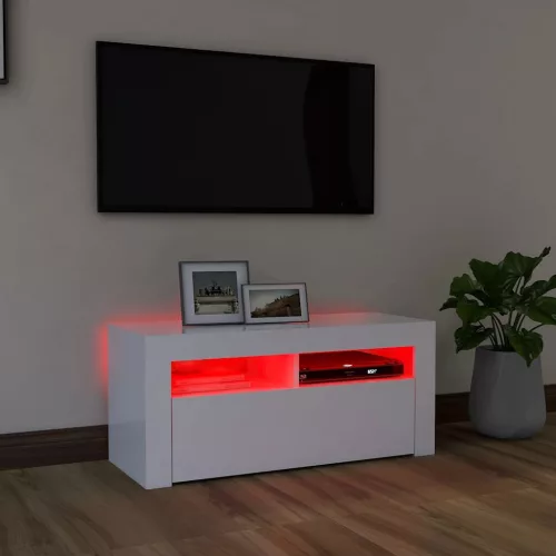  fehér TV-szekrény LED-lámpákkal 90 x 35 x 40 cm