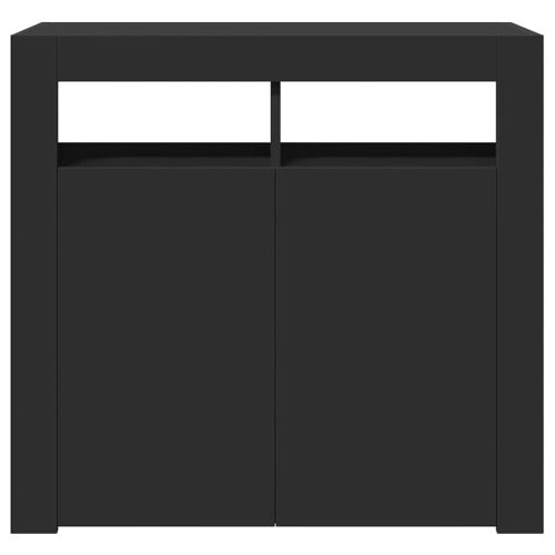  fekete tálalószekrény LED-világítással 80 x 35 x 75 cm