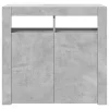  betonszürke tálalószekrény LED-világítással 80 x 35 x 75 cm