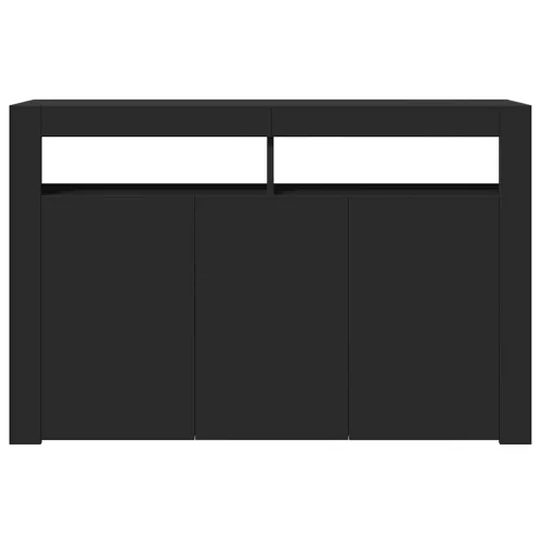  fekete tálalószekrény LED-világítással 115,5x30x75 cm