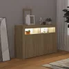  sonoma tölgy színű tálalószekrény LED-ekkel 115,5 x 30 x 75 cm