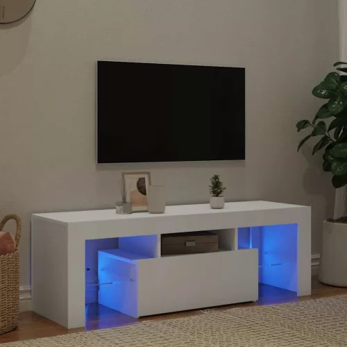  fehér TV-szekrény LED-lámpákkal 120 x 35 x 40 cm
