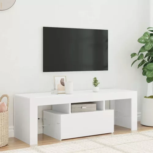  fehér TV-szekrény LED-lámpákkal 120 x 35 x 40 cm