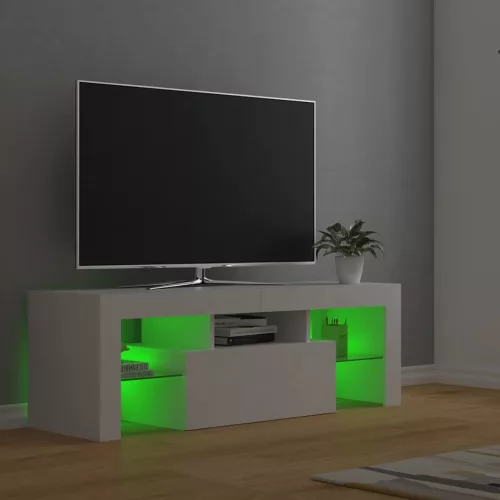  fehér TV-szekrény LED-lámpákkal 120 x 35 x 40 cm