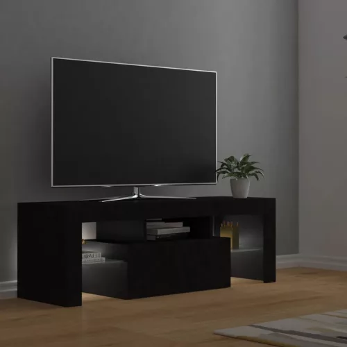  fekete TV-szekrény LED-világítással 120 x 35 x 40 cm