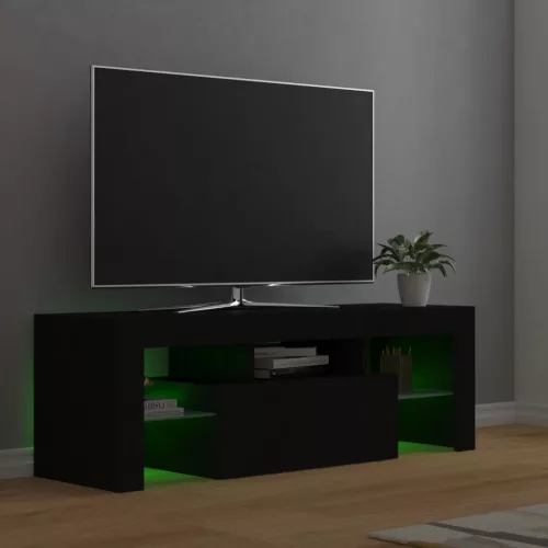  fekete TV-szekrény LED-világítással 120 x 35 x 40 cm