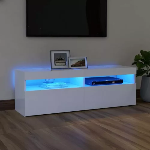  fehér TV-szekrény LED-lámpákkal 120 x 35 x 40 cm