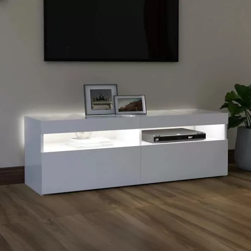  fehér TV-szekrény LED-lámpákkal 120 x 35 x 40 cm