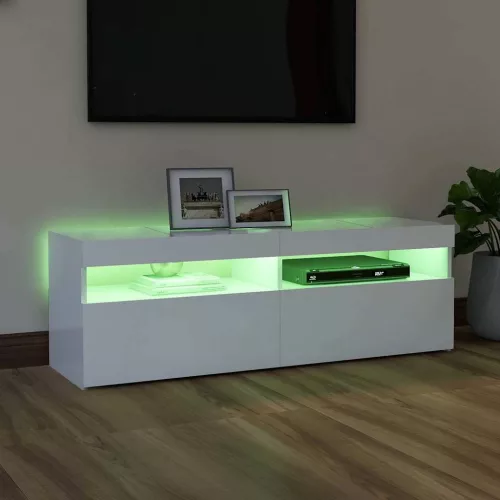  fehér TV-szekrény LED-lámpákkal 120 x 35 x 40 cm
