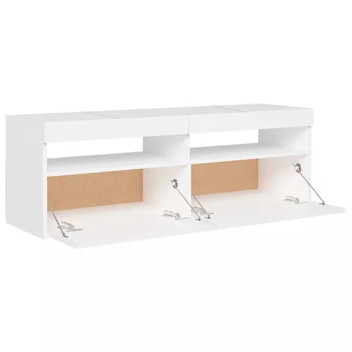  fehér TV-szekrény LED-lámpákkal 120 x 35 x 40 cm