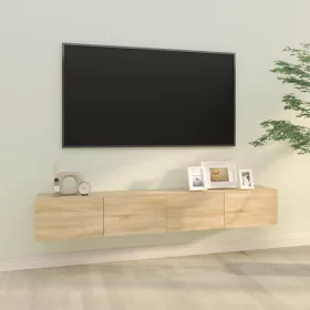    2 db sonoma tölgy szerelt fa fali TV-szekrény 100x30x30 cm