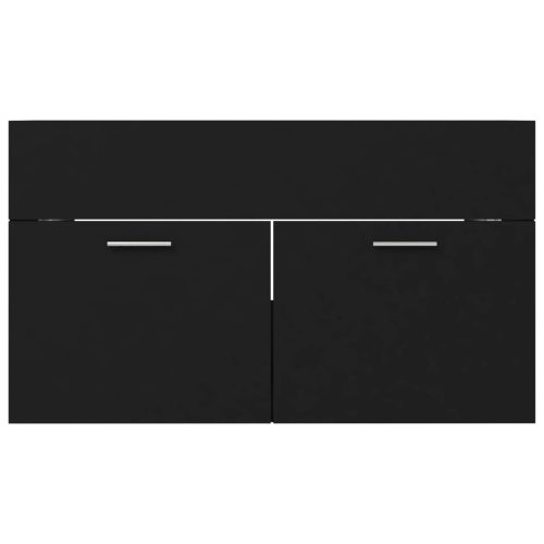  fekete szerelt fa mosdószekrény 80 x 38,5 x 46 cm