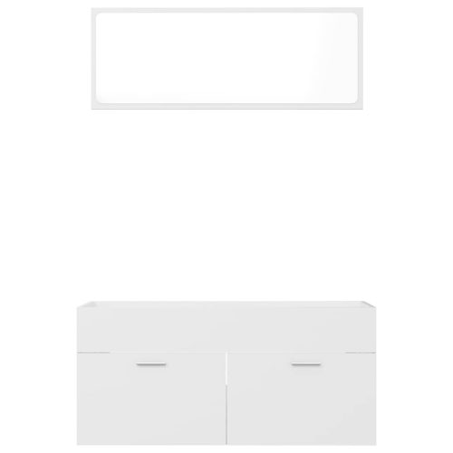  2 részes fehér szerelt fa fürdőszobai bútorszett