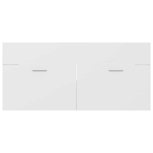  2 részes fehér szerelt fa fürdőszobai bútorszett