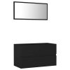  2 részes fekete szerelt fa fürdőszobai bútorszett