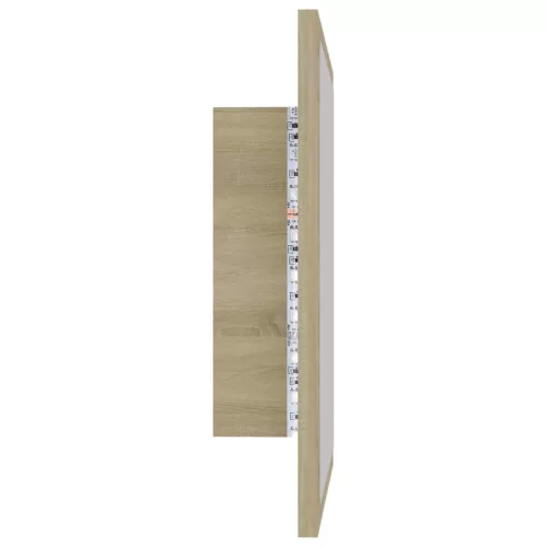  sonoma tölgy akril LED-es fürdőszobai tükör 40x8,5x37 cm