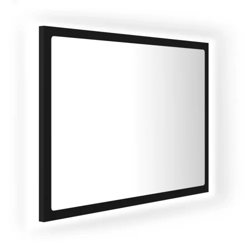  fekete akril LED-es fürdőszobai tükör 60x8,5x37 cm