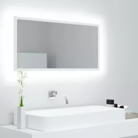  fehér akril LED-es fürdőszobai tükör 90 x 8,5 x 37 cm