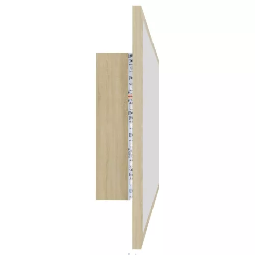  sonoma tölgy akril LED-es fürdőszobai tükör 90x8,5x37 cm