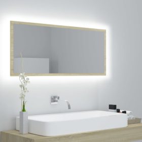    sonoma tölgy akril LED-es fürdőszobai tükör 100x8,5x37 cm