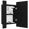  fekete akril LED-es fürdőszobaszekrény tükörrel 40x12x45 cm