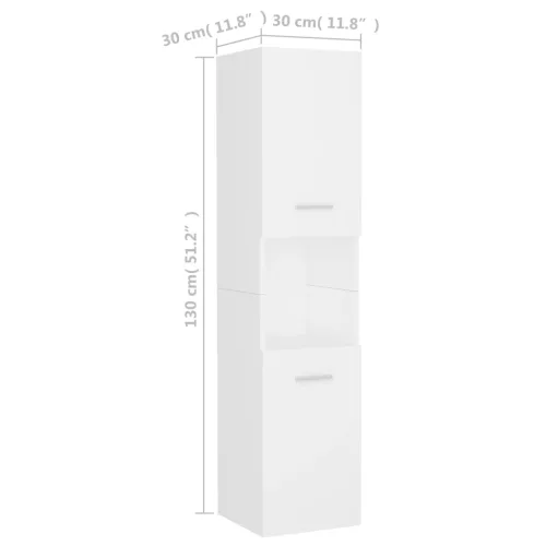  fehér szerelt fa fürdőszobaszekrény 30 x 30 x 130 cm