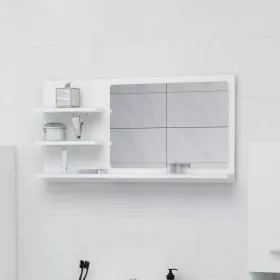  fehér szerelt fa fürdőszobai tükör 90 x 10,5 x 45 cm