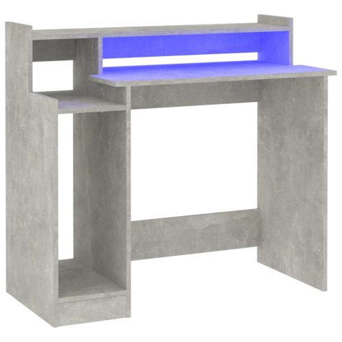  betonszürke szerelt fa íróasztal LED-ekkel 97 x 45 x 90 cm