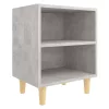  betonszürke éjjeliszekrény tömör fa lábakkal 40 x 30 x 50 cm